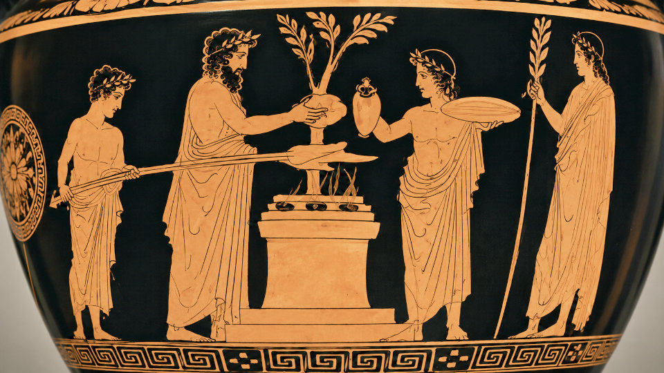 Sacrifice, vase grec antique
