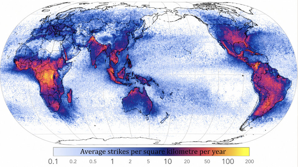 Éclairs à l'échelle mondiale